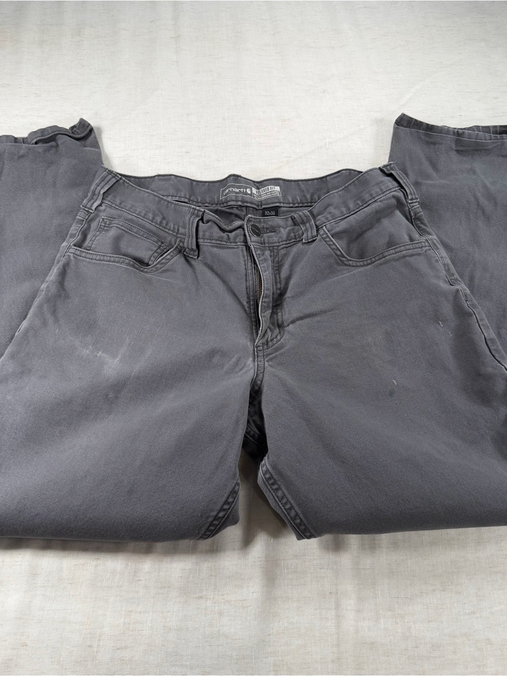 Carhartt Relaxed Fit Gray Work Pants 32x30 Cotton Canvas Utility Pocket